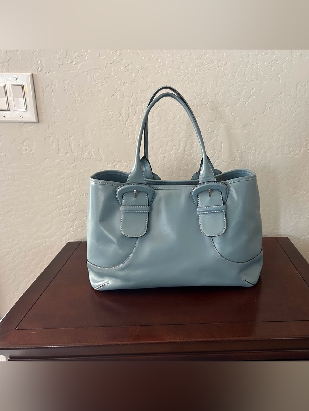 Cole Haan Light Blue Leather Satchel
